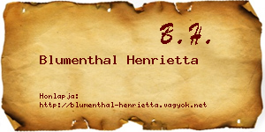 Blumenthal Henrietta névjegykártya